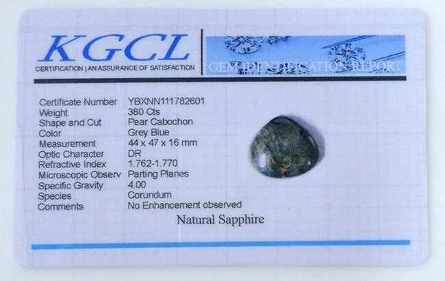 380 Ct Natural Blue Grey Sapphire Pear Cab Pendant Size Certified Loose Gems