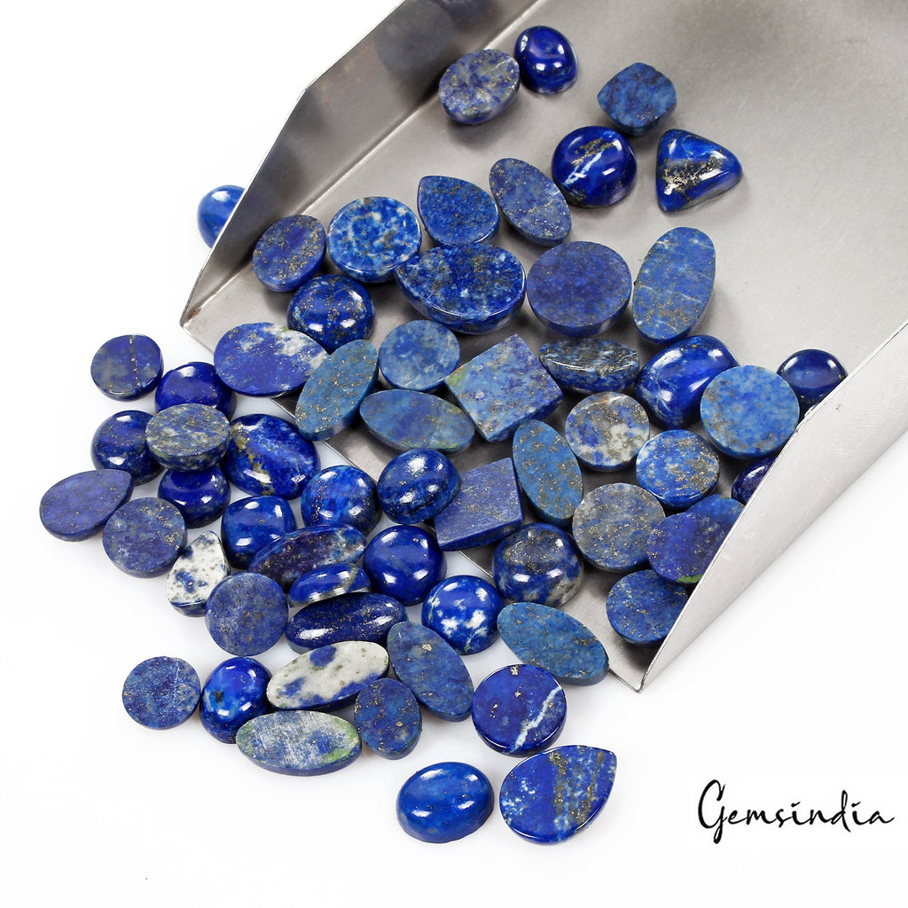 62 Pcs 400 Cts Natural Blue Lapis Lazuli Mix Shape Cabochon Loose Gemstones Lot