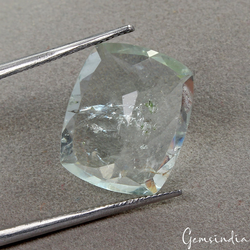 6.90 Cts Natural Blue Aquamarine Cushion Checker Cut Loose Unheated Gemstone