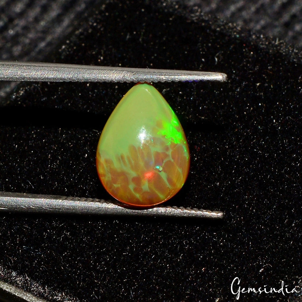 Certified 1.75 Cts Natural Untreated Multi Color Shine Ethiopian Opal Pear Gem