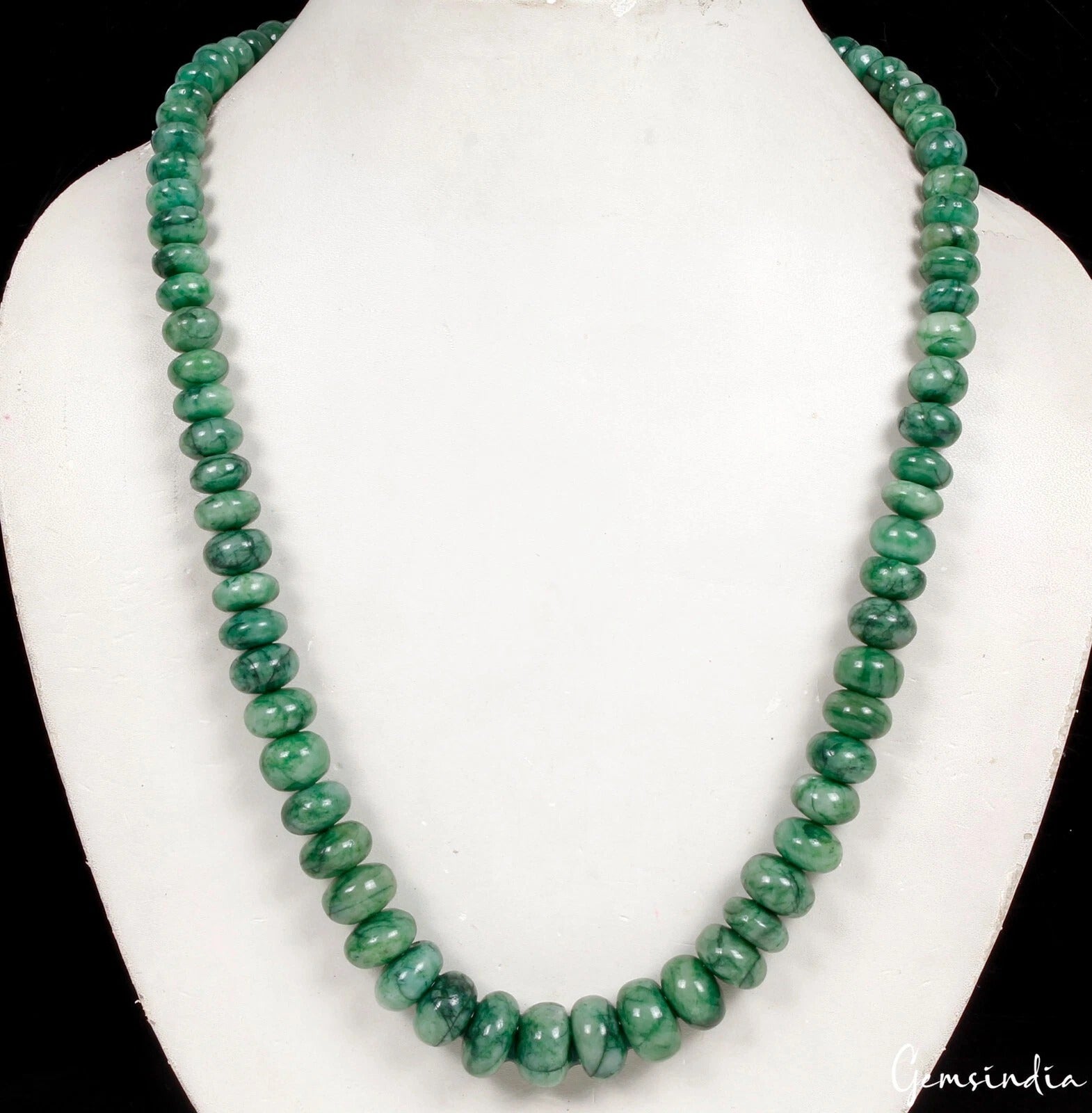420 Ct Natural Brazilian Emerald Rondelle 6-14mm Beaded Gemstone Necklace 20"