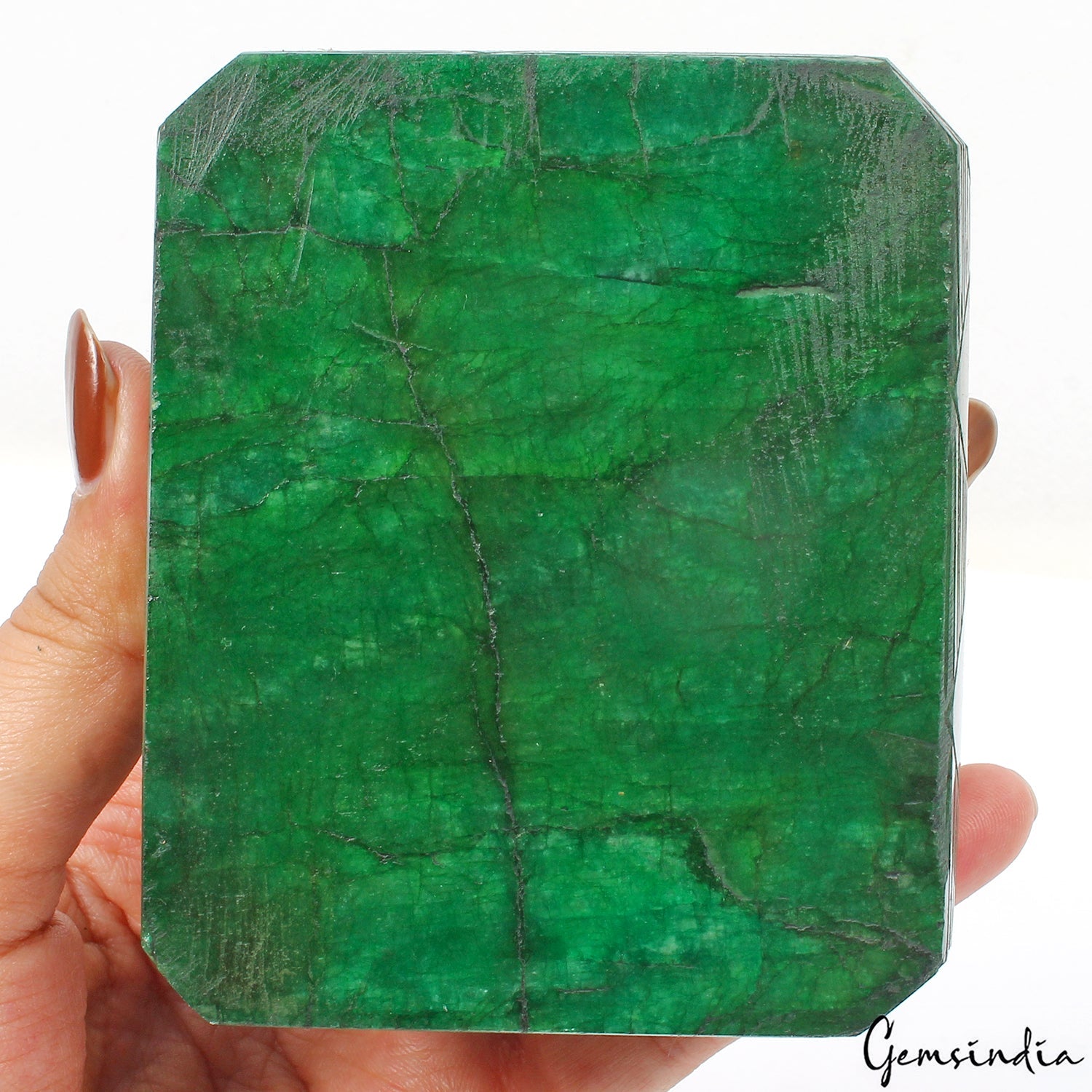 Certified 3290 Cts Natural Green Emerald Hand Carved Loose Brazilian Gemstone