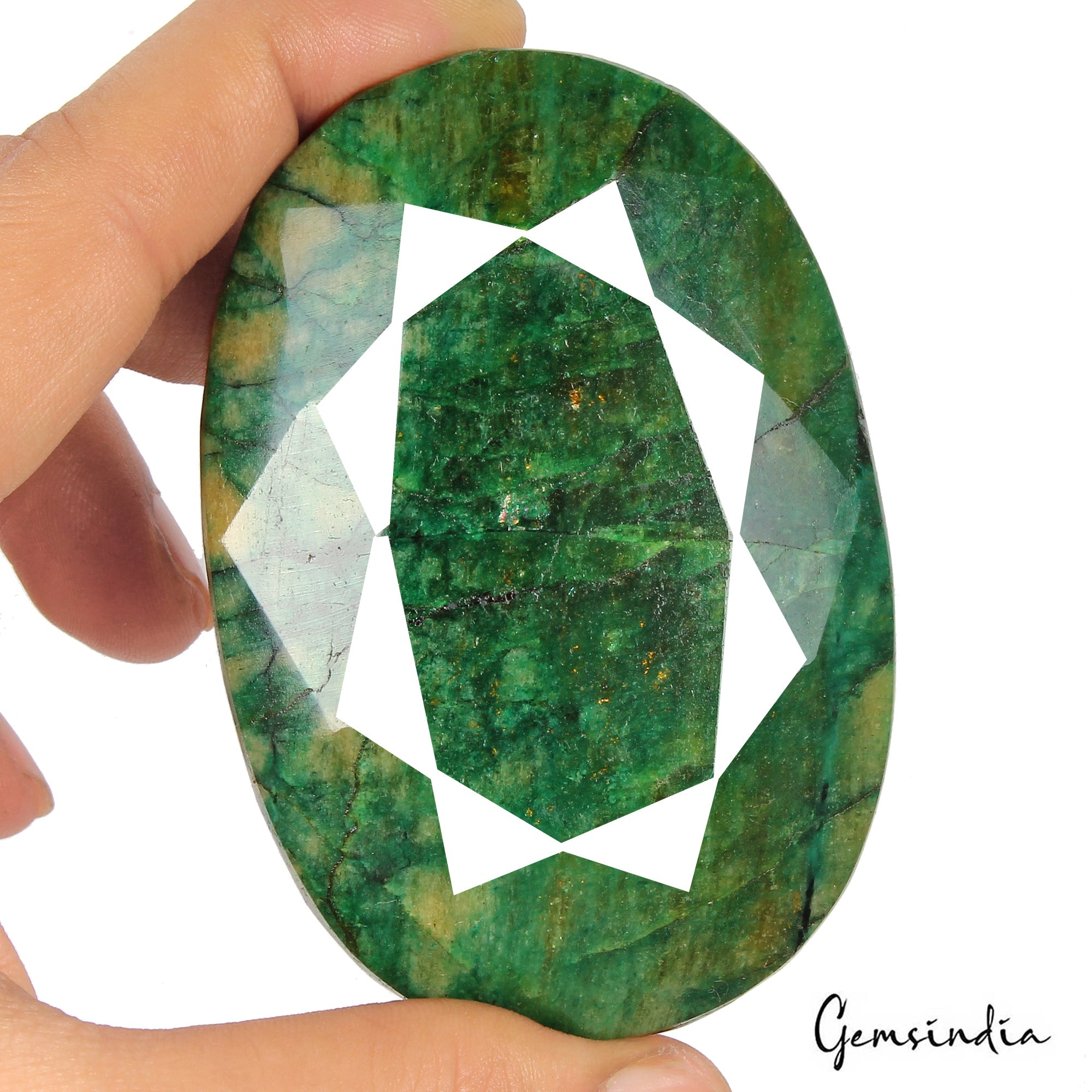 1440 Ct Natural Green Brazilian Emerald Oval Faceted Earth Mined Loose Gemstone