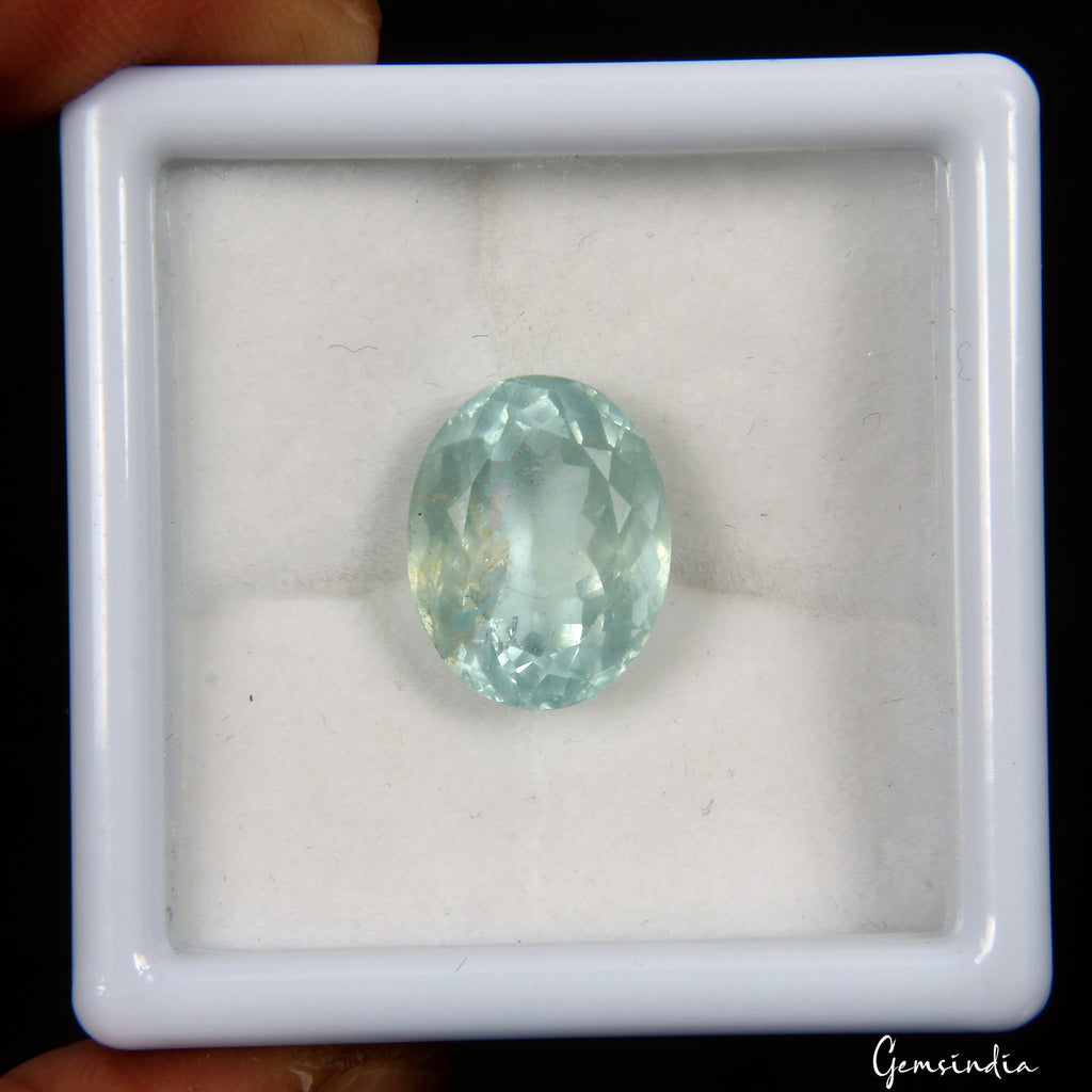 Certified 9.15Ct Green Santa Maria Aquamarine Gem From Brazil 100% Natural Color