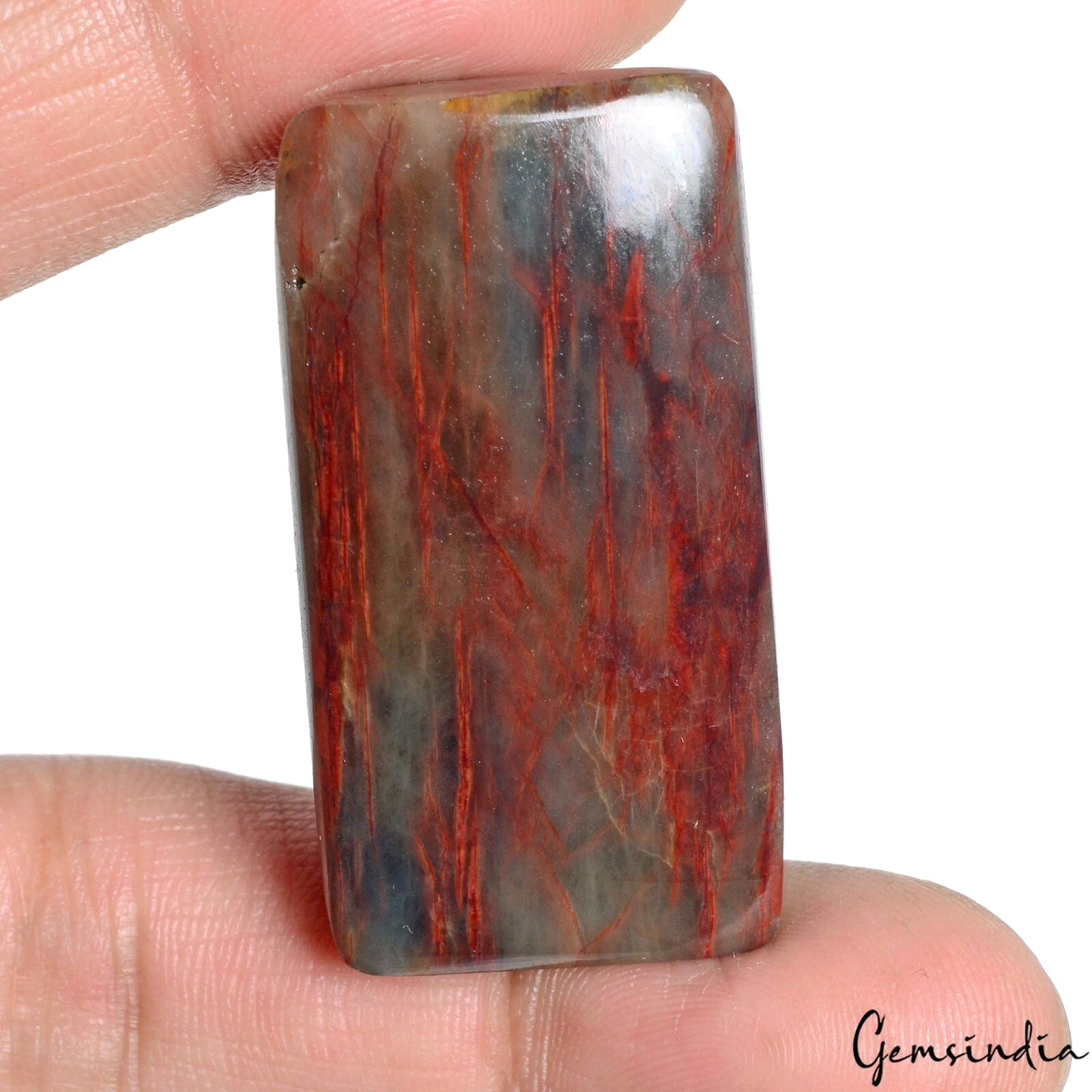 220 Ct Natural Untreated Sapphire w/ Red Streaks Rectangular Cabochon Gemstone G