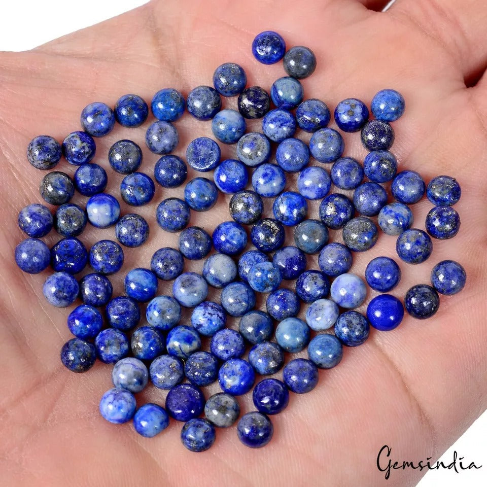 74 Cts/100 Pcs Natural Blue Lapis Lazuli Round Calibrated 5mm Gems For Jewelry