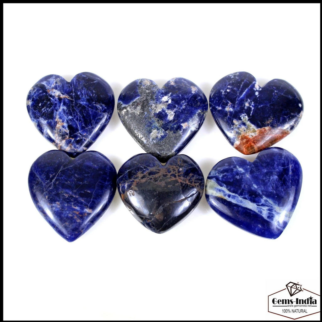 Sodalite Lot, Cabochon, Untreated, Blue — 6 Pieces, 28mm to 32mm, 370 Ct, Madagascar