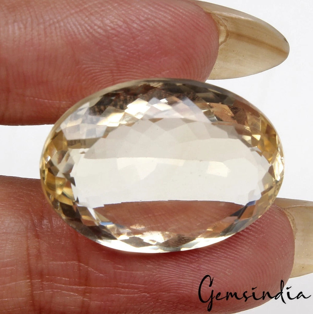 27.70 Ct Natural Untreated Yellow Citrine Oval Faceted Loose Gems For Jewelry