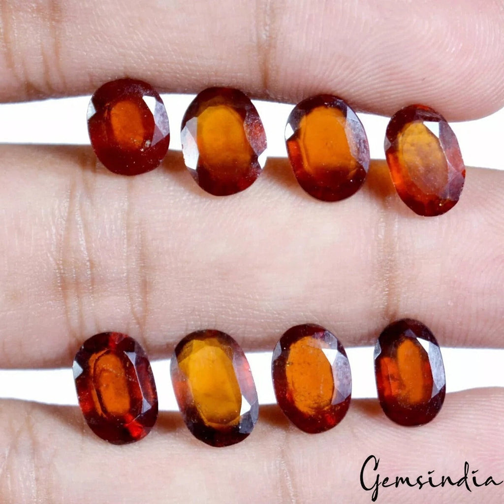 22.70 Cts/8 Pcs Natural Untreated Brown Hessonite Garnet Oval Gems For Jewelry