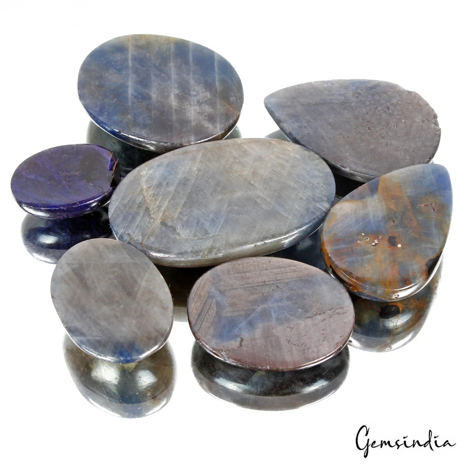 Certified 500 Cts/7 Pcs Natural Untreated Brown Blue Sapphire Mix Cab Loose Gems