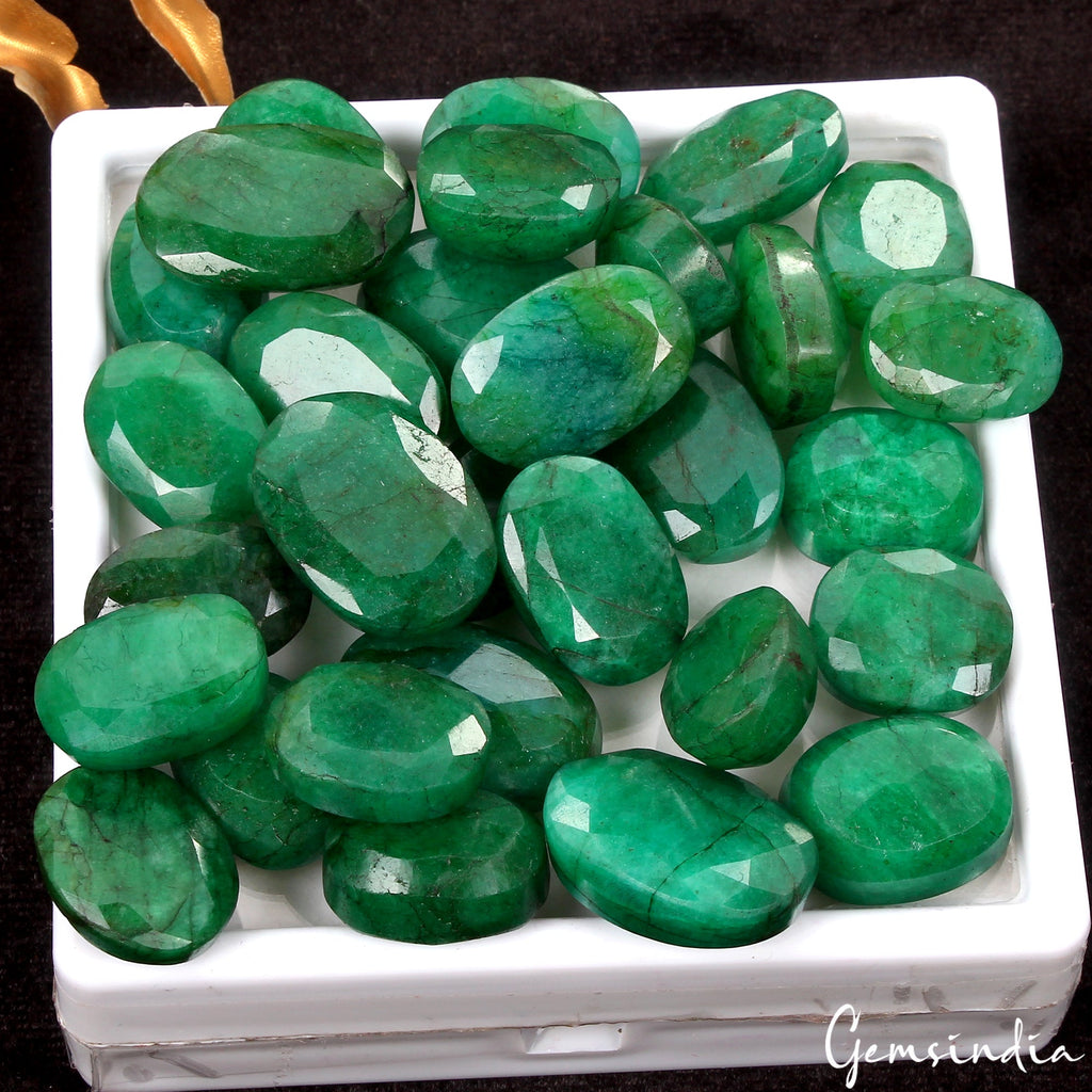 Certified Natural Green Emerald 700 Cts AAA+ Oval Cut Loose Gemstones lot~30 Pcs