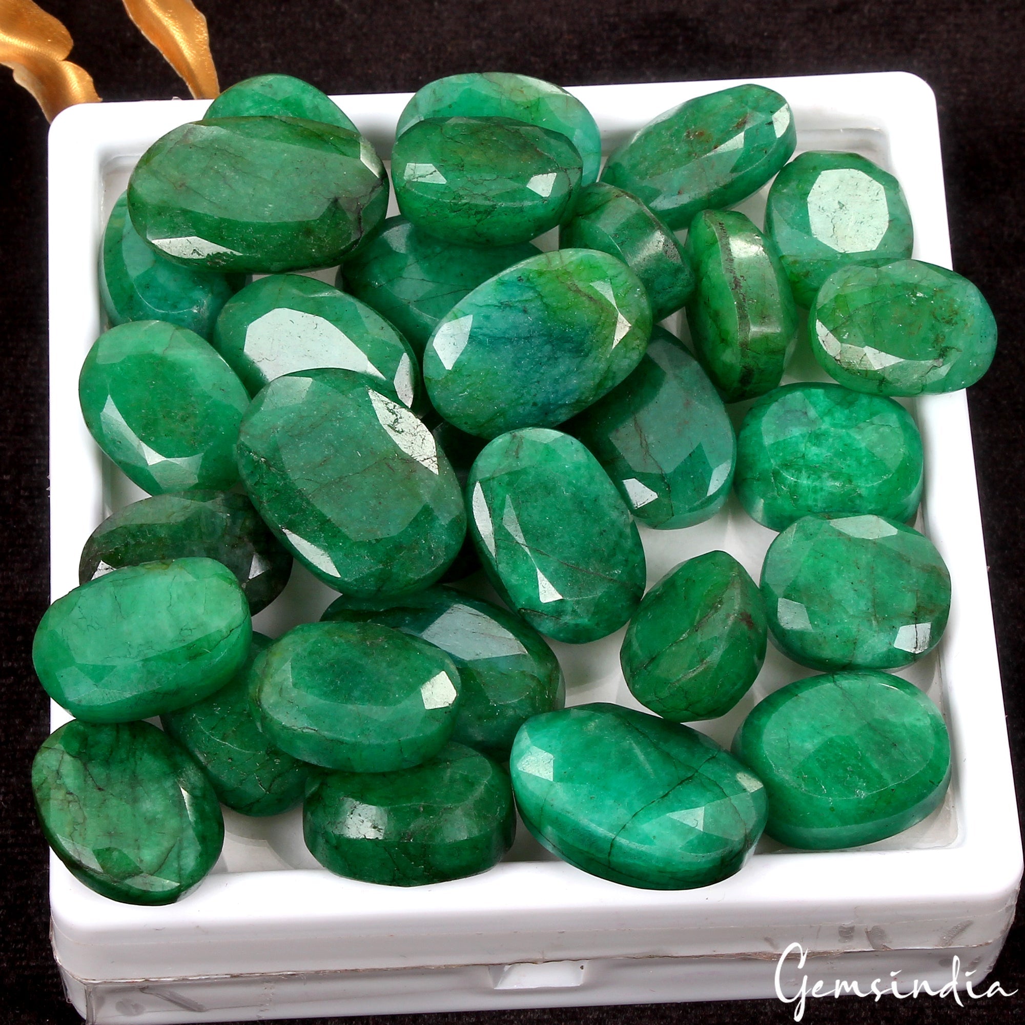 Certified Natural Green Emerald 700 Cts AAA+ Oval Cut Loose Gemstones lot~30 Pcs