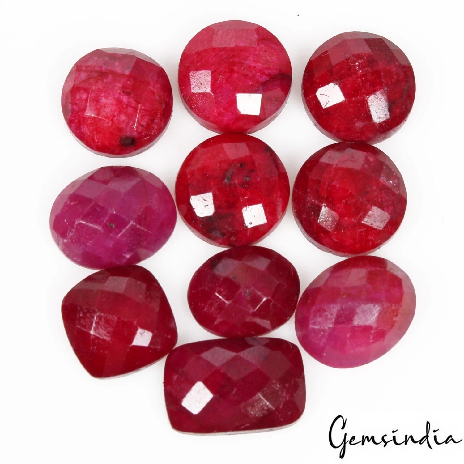 Certified 45.70 Cts/10 Pcs Natural Red Ruby Mix Checker Cut Gems Lot For Jewelry