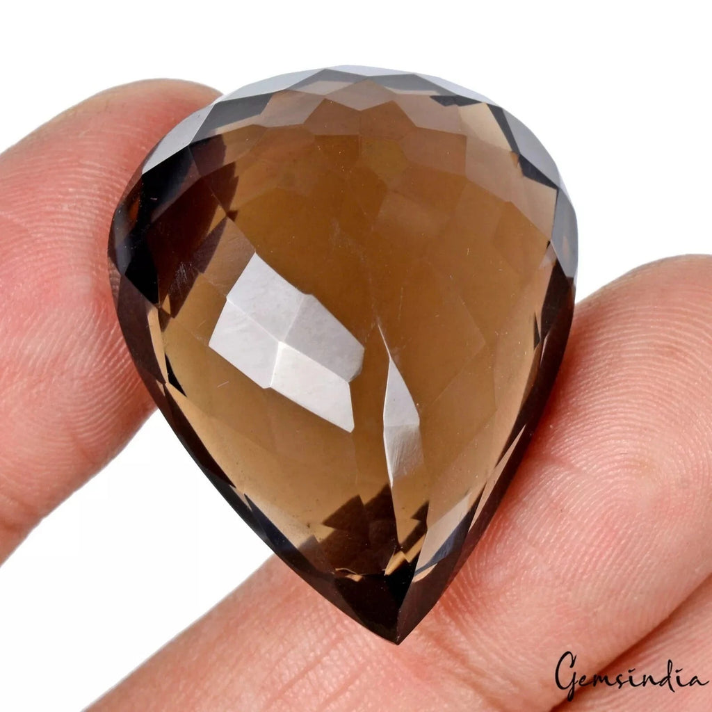 Smoky Quartz Loose Gemstone, Untreated, Brown — 32x26x13mm, 66.50 Ct, Madagascar