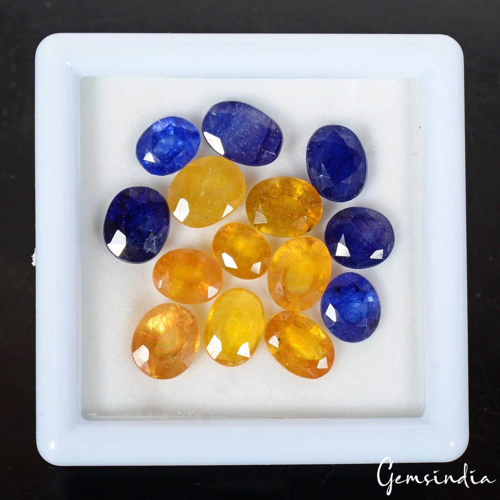 Blue Sapphire Lot, Loose Gemstone, Heated, Yellow — 14 Pieces, 7.4mm to 9.8mm, 39.50 Ct, Sri Lanka