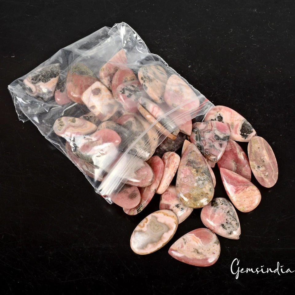 Natural Pink Rhodochrosite Mix Cabochon Loose Stone Lot 39 Pcs 16-30MM 680 Cts