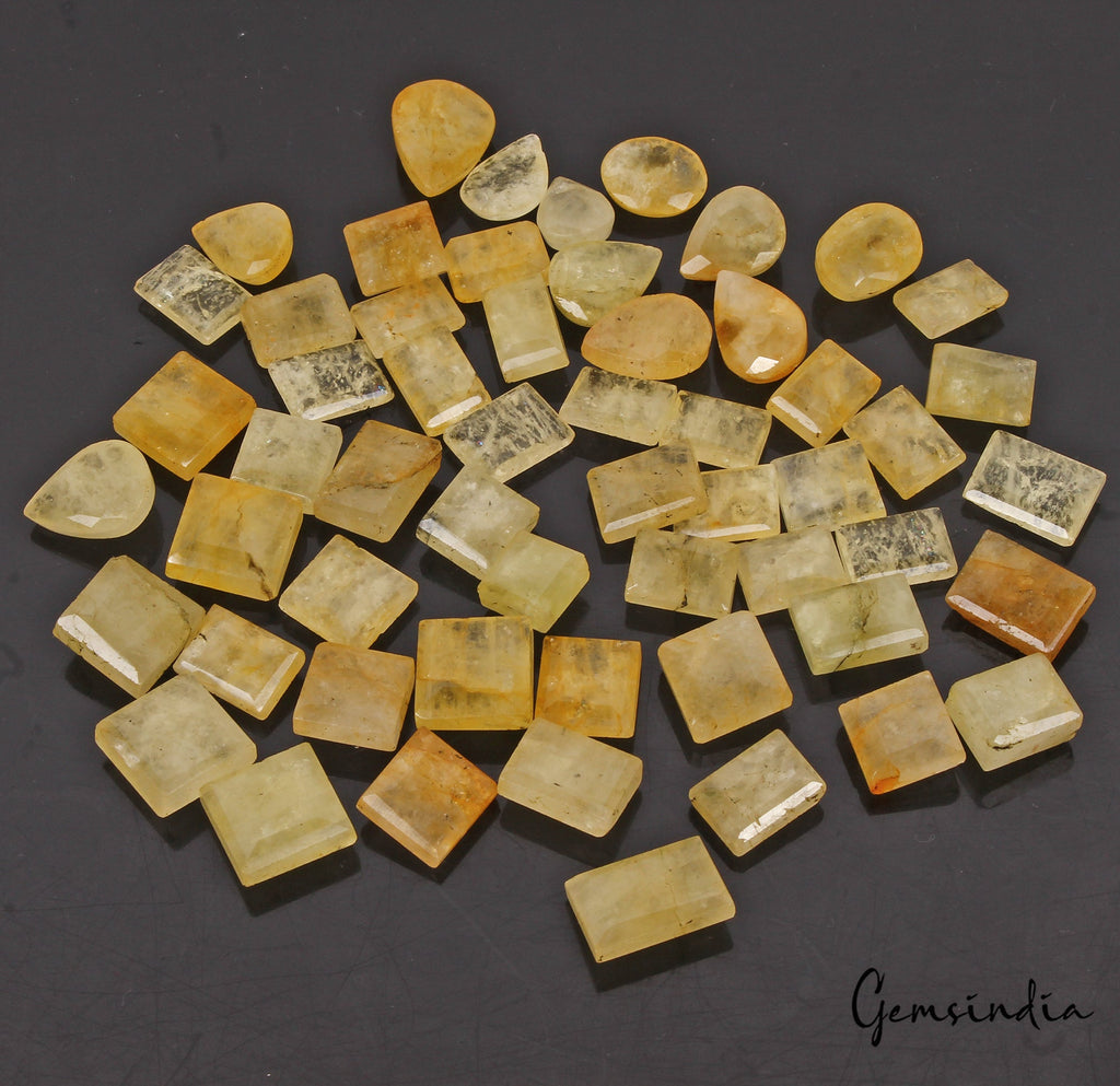 550 Cts/56 Pcs Natural Untreated Yellow Beryl /Heliodor Mix Cut Loose Gems Lot