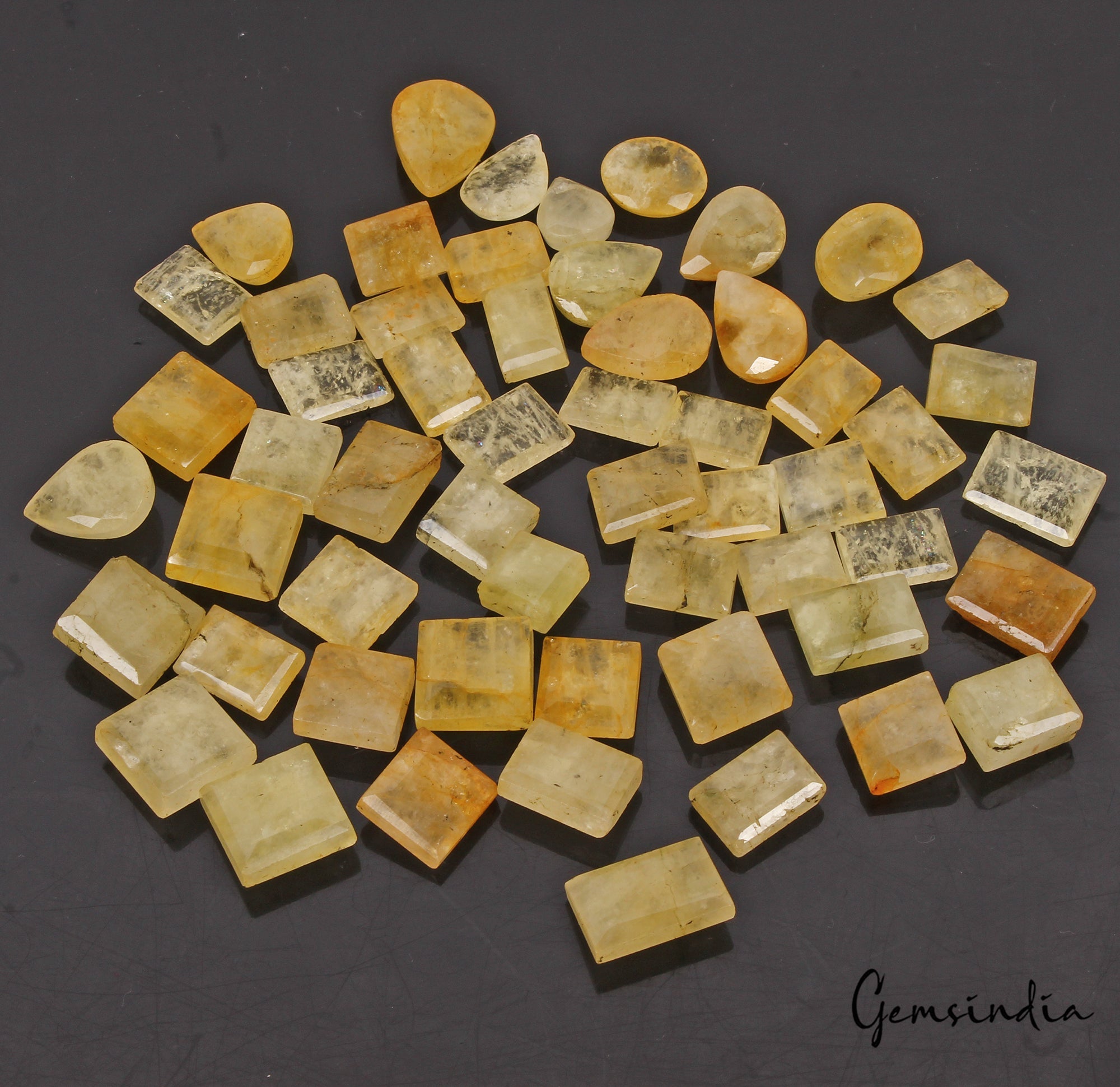 550 Cts/56 Pcs Natural Untreated Yellow Beryl /Heliodor Mix Cut Loose Gems Lot