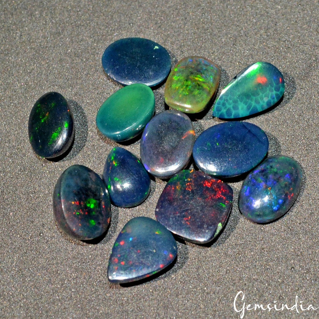 Black Opal Lot, Cabochon — 12 Pieces, 10mm to 12mm, 23.80 Ct, Ethiopia