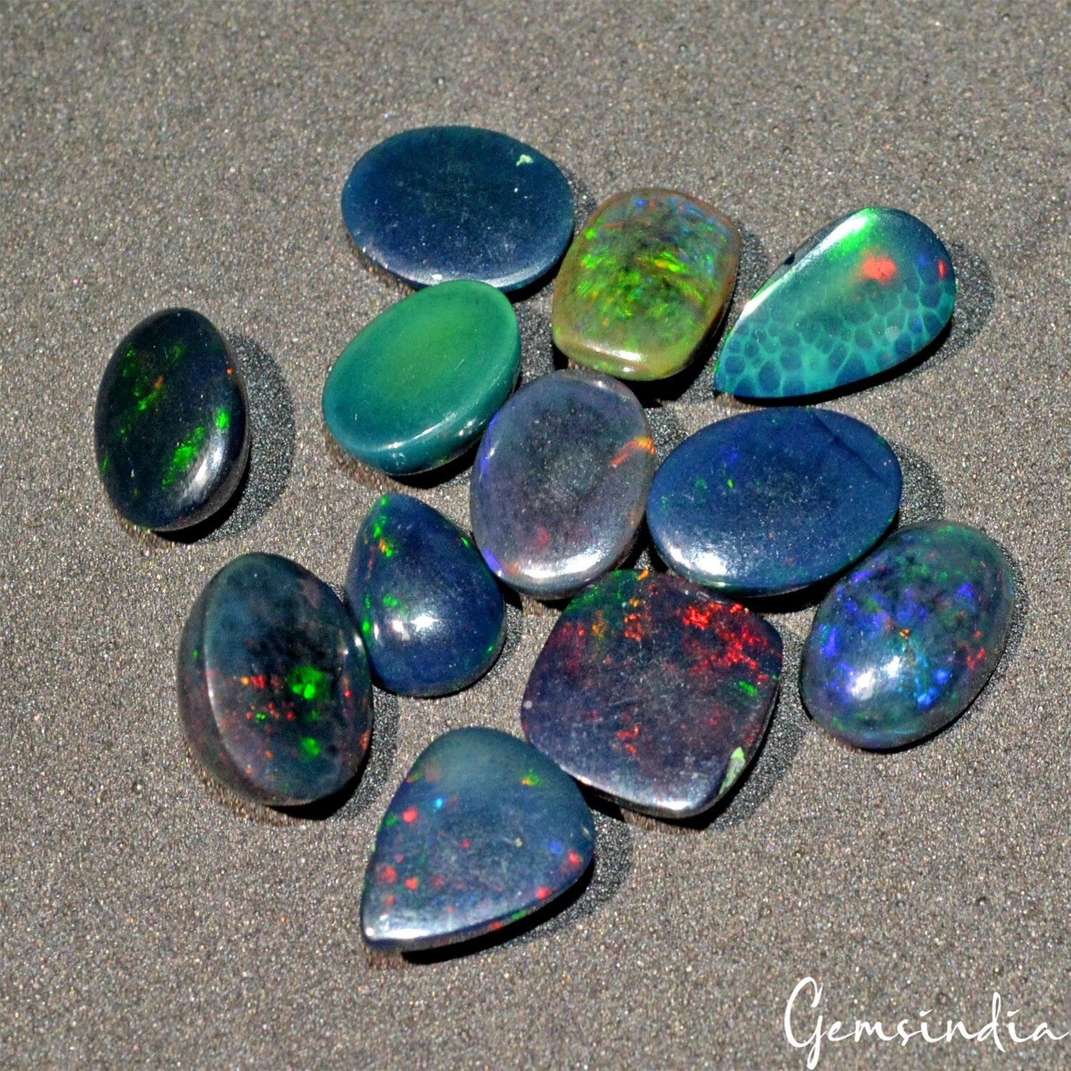 Black Opal Lot, Cabochon — 12 Pieces, 10mm to 12mm, 23.80 Ct, Ethiopia