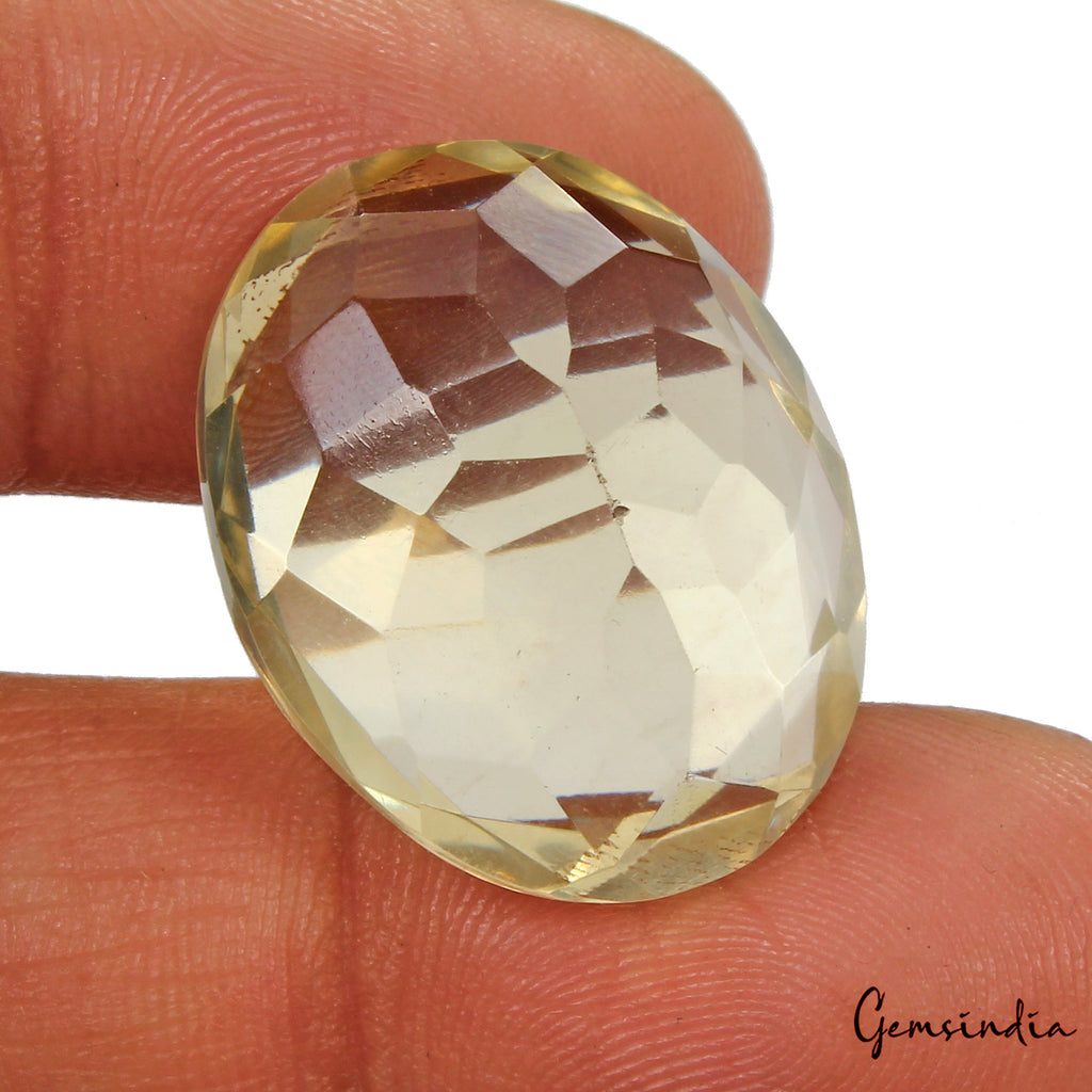 33.20 Cts VVS Natural Lemon Quartz Citrine Oval Faceted Loose Unheated Gemstone