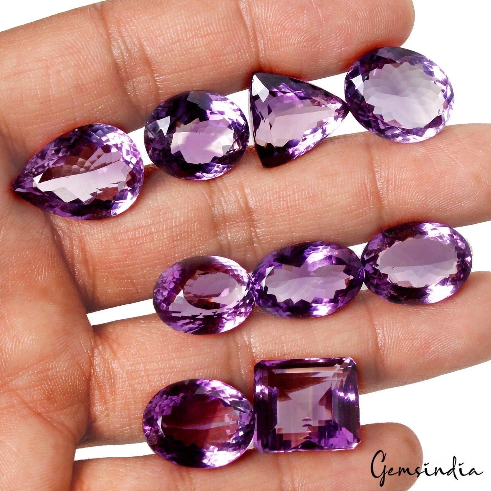 Certified 142.80 Ct/9 Pcs Natural Untreated Purple Amethyst Mix Cut Jewelry Gems