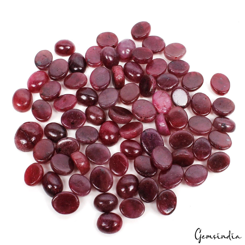 440 Ct Ruby Oval Shape Cabochon Flat Back 9-14mm AAA Quality Loose Gemstones Lot