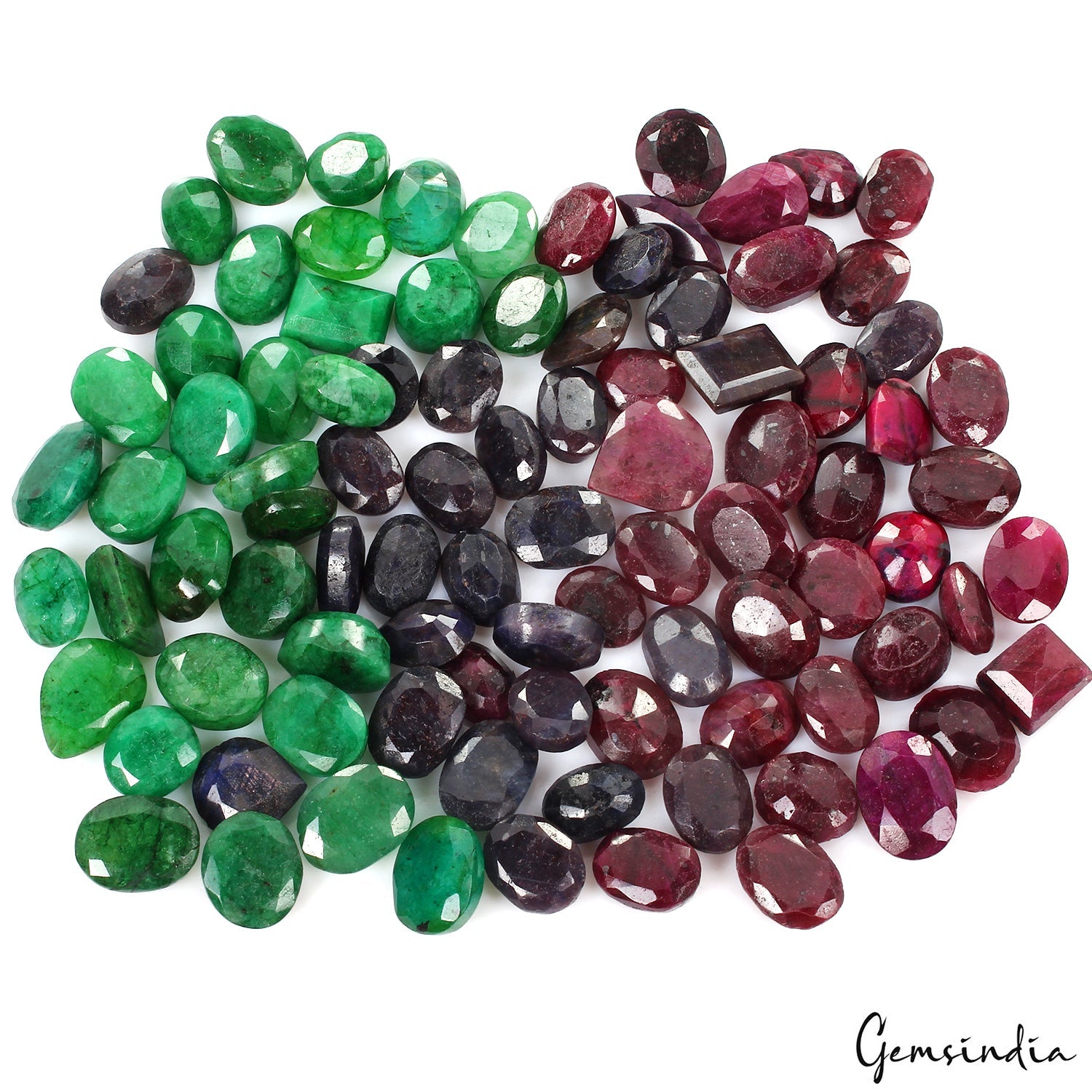 1180 Ct Natural Ruby Emerald Sapphire Mix Cut Loose Ring Size Gemstones ~ 94 Pcs