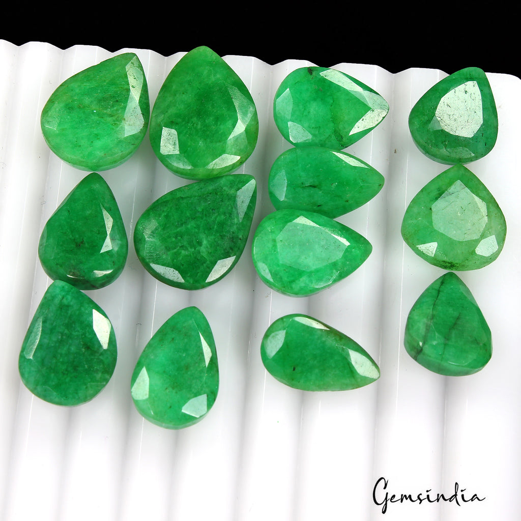 Brazilian Emerald Lot, Loose Gemstone, Color Enhanced — 13 Pieces, 16mm to 21mm, 139.50 Ct, Brazil