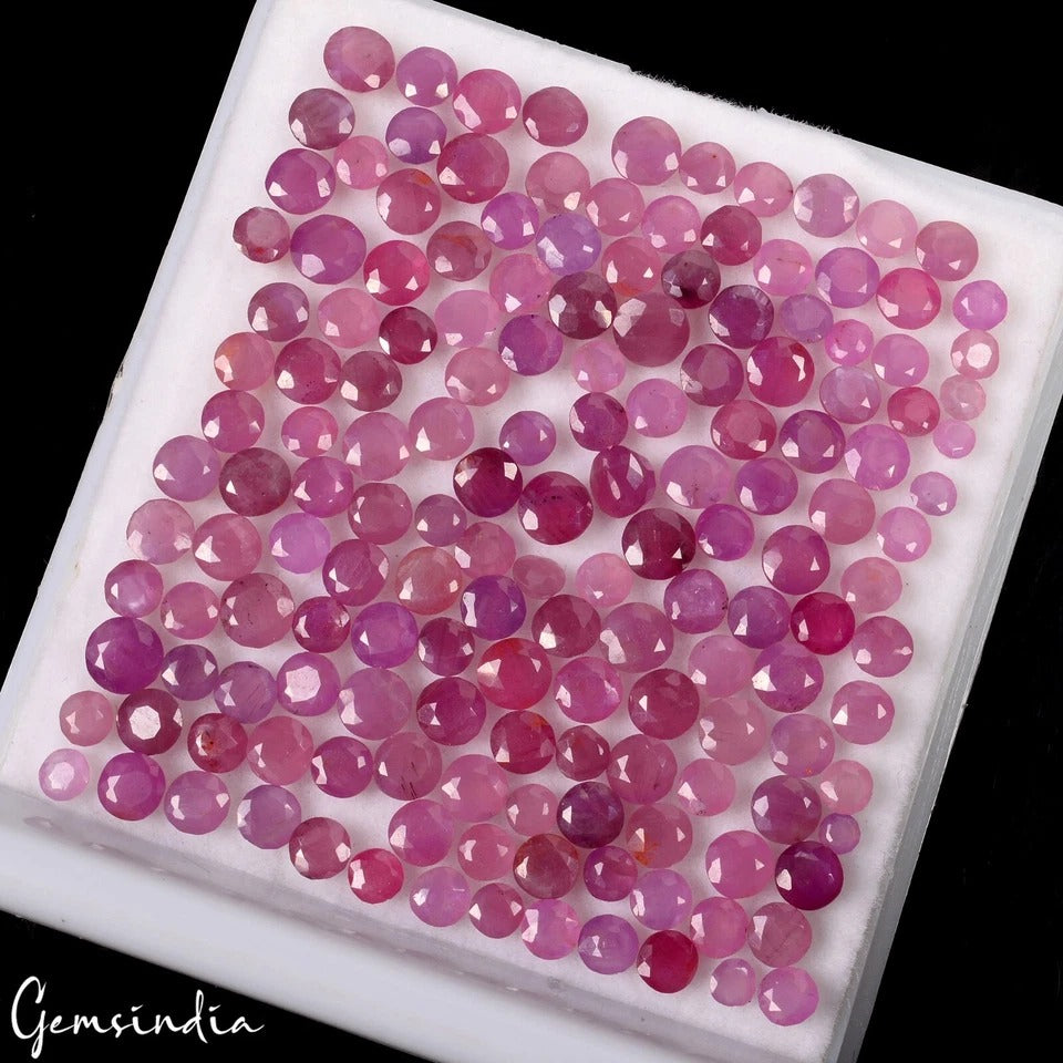 57 Cts Natural Pink Ruby 3-5mm Mozambique Round Cut Loose Gemstones ~157 Pcs Lot