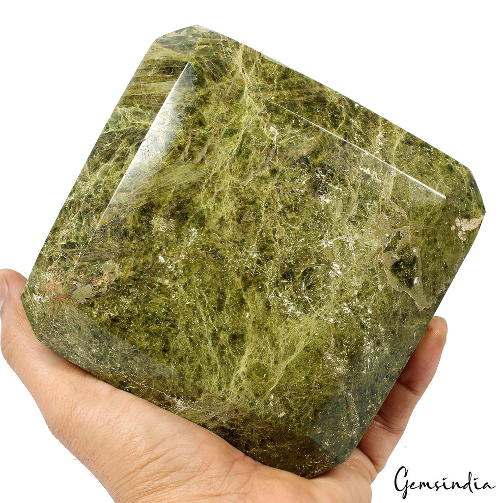 3 kilo Natural Serpentine Gemstone Massive Octagon Cut Polished Green Specimen