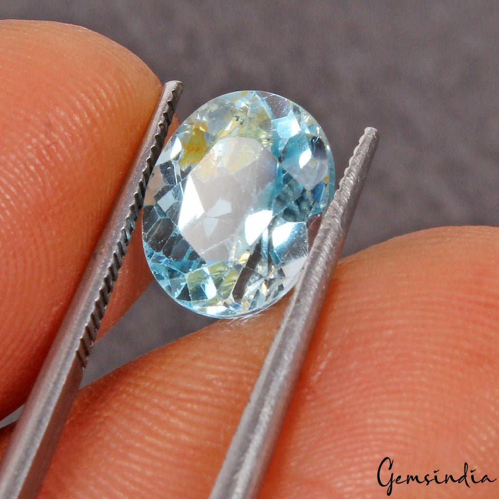 3.80 Ct Sky Blue Topaz Oval Genuine Natural Loose Certified Gemstone~ 10x8x6mm