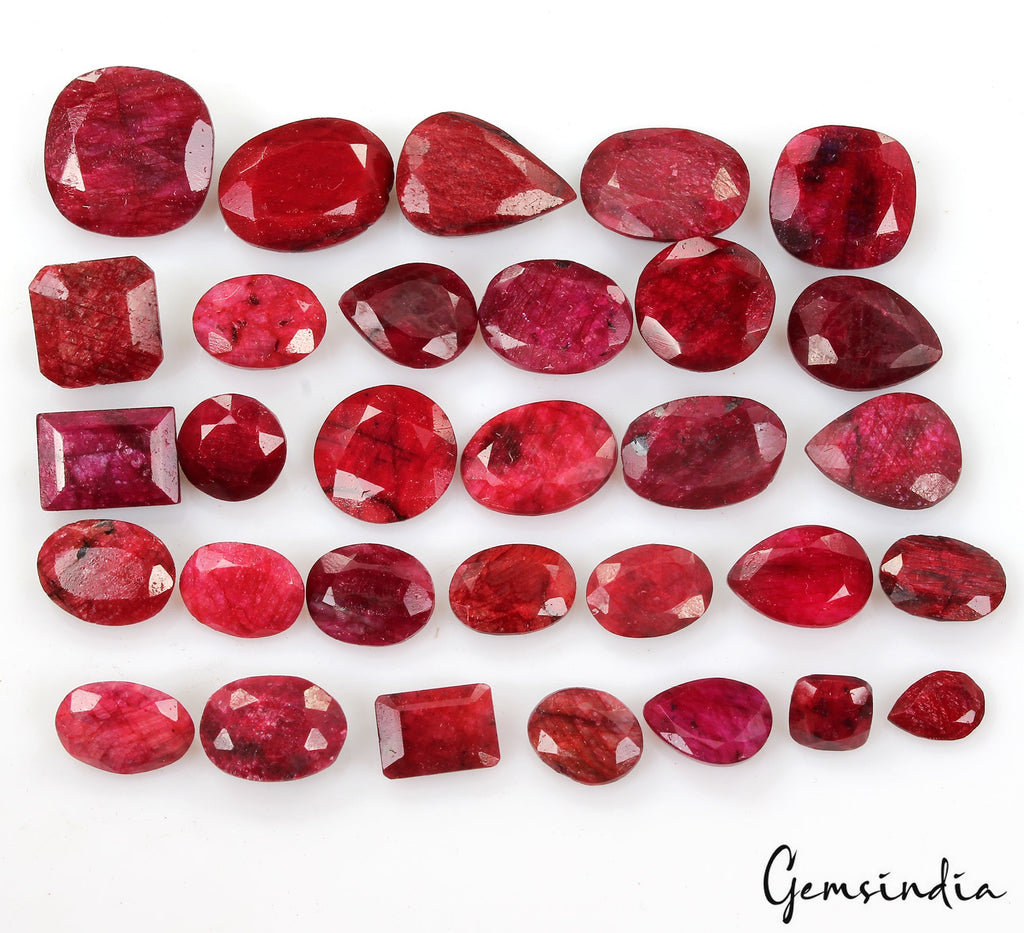 280 Ct Natural Red Ruby Faceted Loose Mix Faceted Cut Ring Size Gemstones 31 Pcs