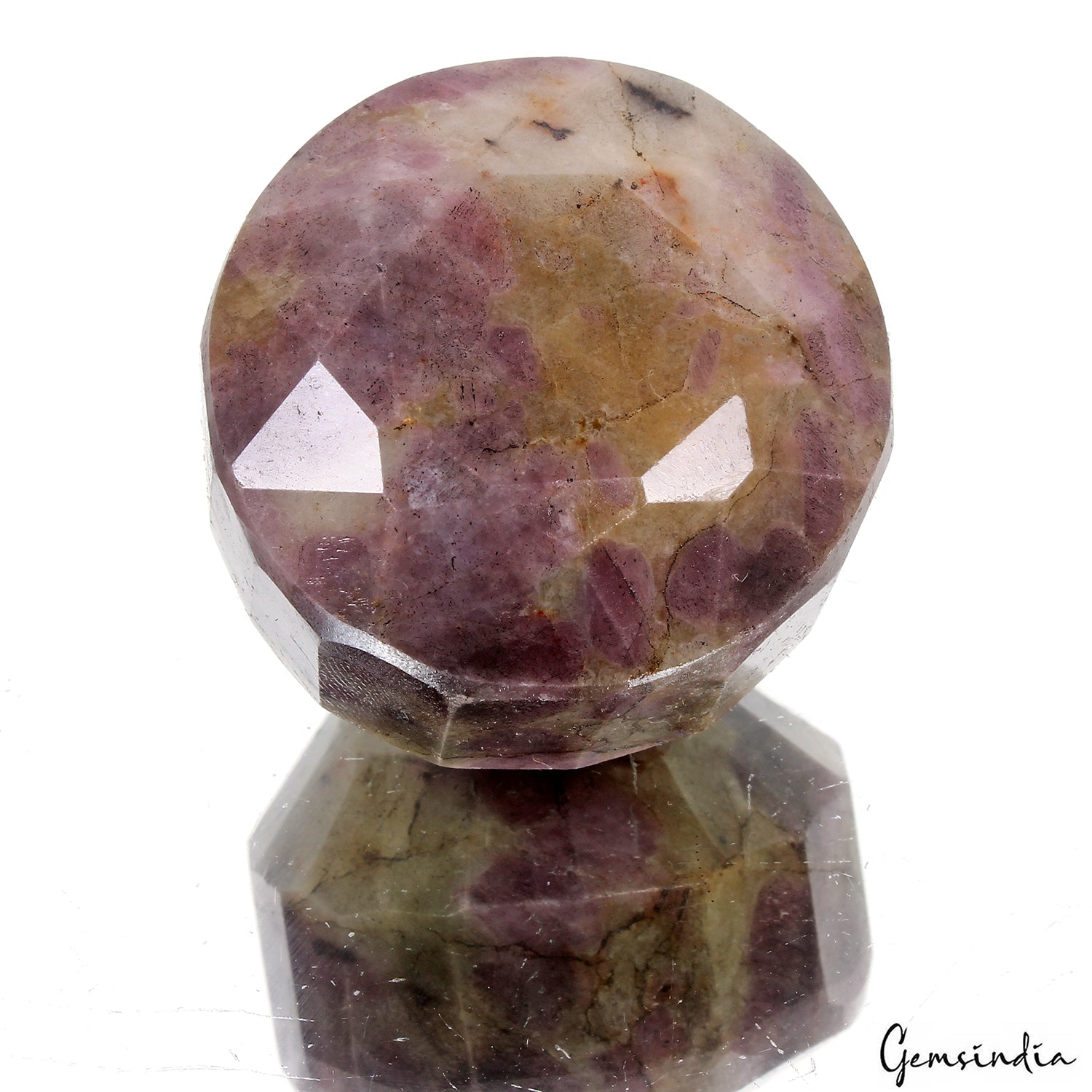 520 Ct Natural Untreated Ruby In Crystal Matrix Round Cut Faceted Loose Gemstone