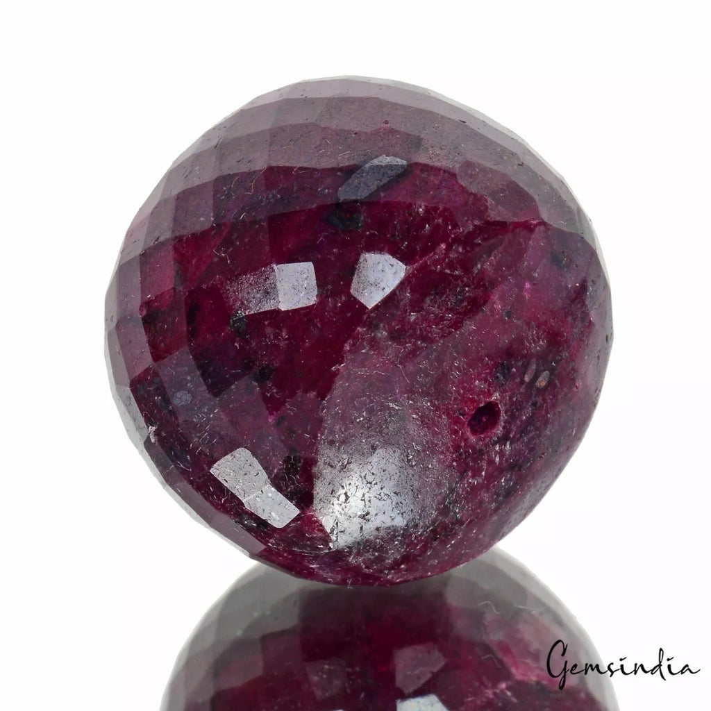 340 Ct Natural African Dark Red Ruby Round Checker Cut Drill Bead Huge Loose Gem