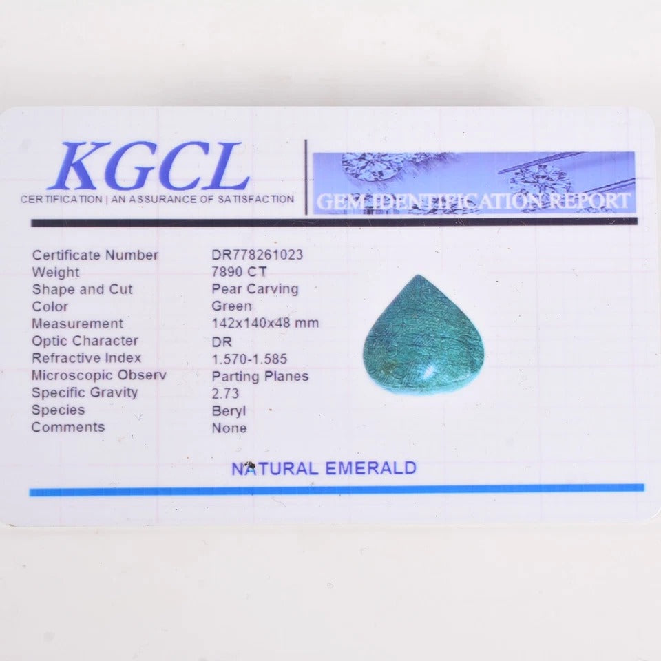 Certified 7890 Ct Natural Brazilian Emerald Amazing Carving Earth Mined Gemstone