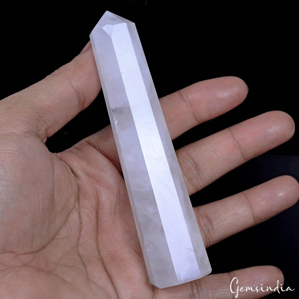 640 Ct Natural Untreated White Quartz Healing Crystal Reiki Obelisk Tower Gems