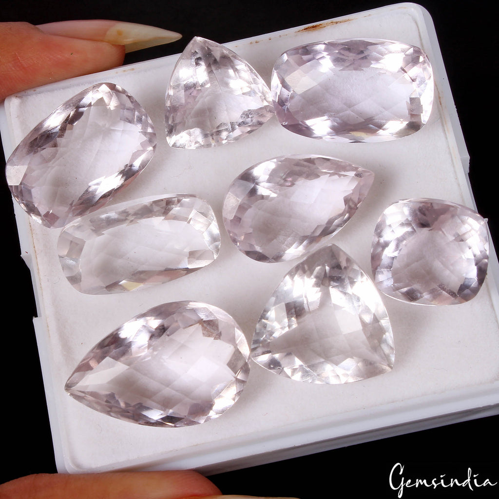 145.70 Ct Natural Bolivian Amethyst Lavender 15-24mm Mix Checker Cut Gemstones