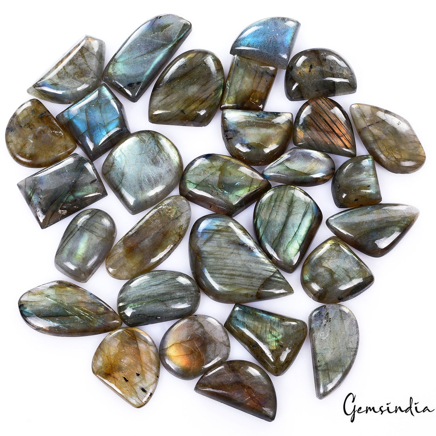 580 Cts/29 Pcs Natural Untreated Multi Shine Labradorite Mix Cab Loose Gems Lot