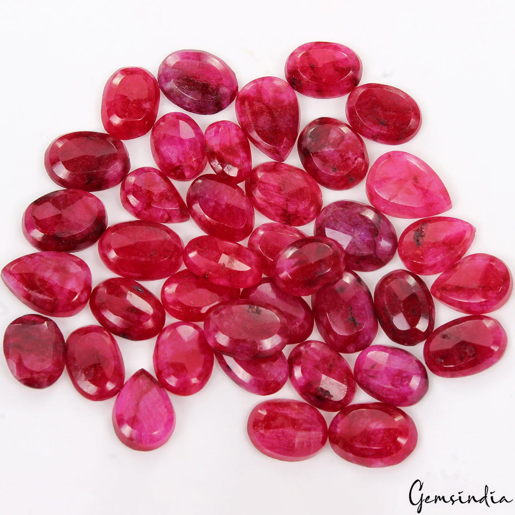 350 Ct Natural Red Bixbite Beryl Mix Cut Loose Faceted 14-18mm Gemstones~38 Pcs