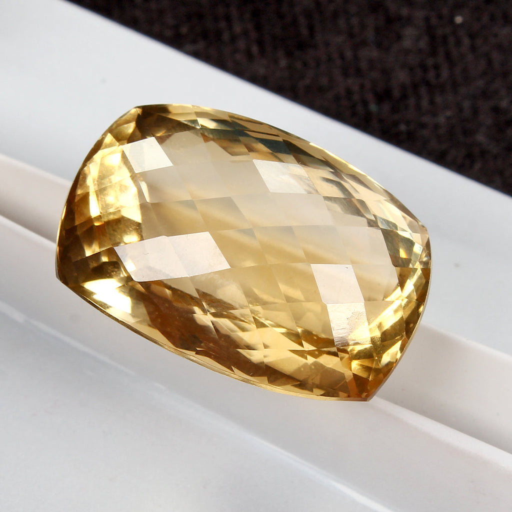 29.50 Ct VVS Natural Citrine AAA Grade Yellow Huge Cushion Checker Cut Gemstone