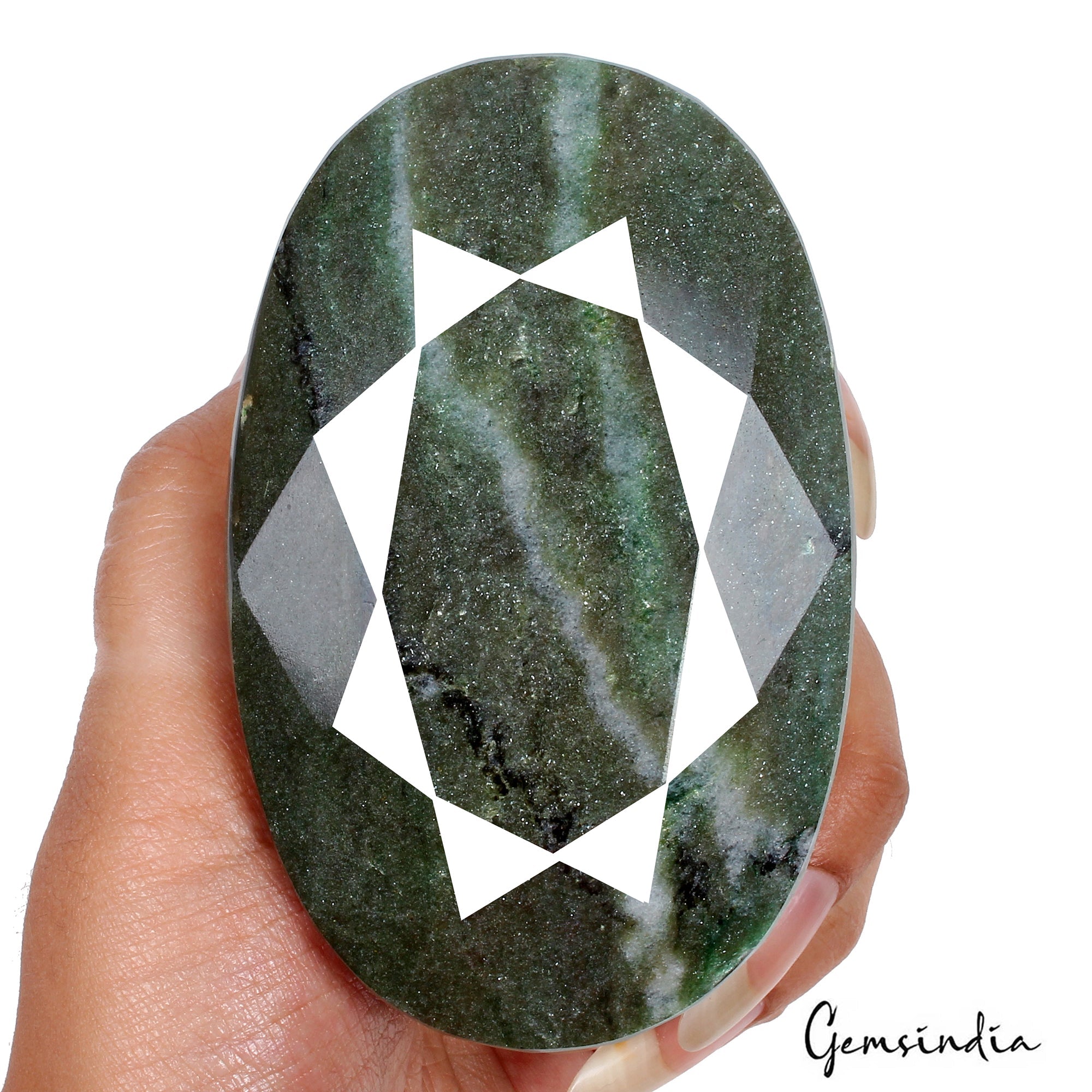1980 Ct Natural Untreated Green Jasper Oval Faceted Earth Mined Loose Gemstone