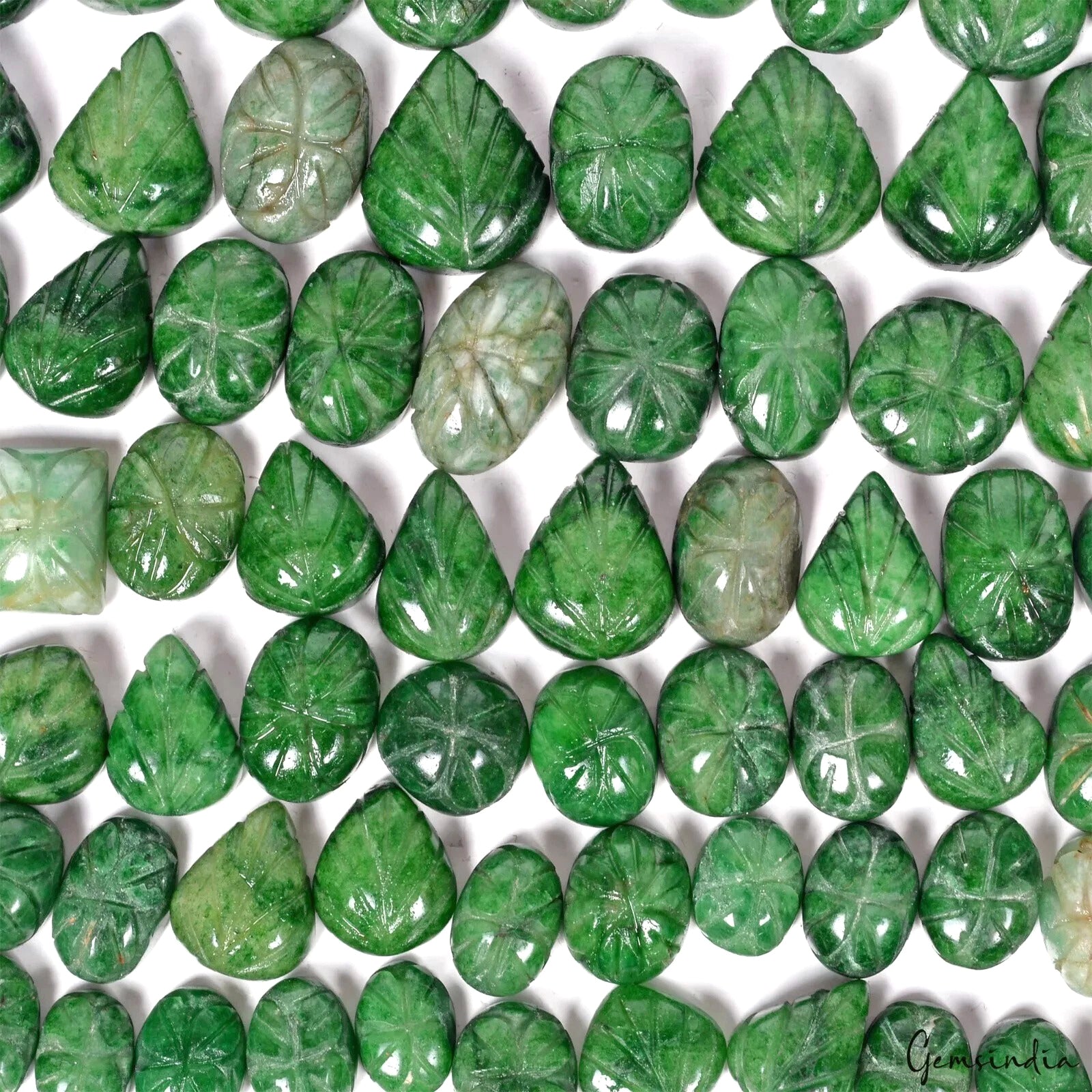 1000 Ct Natural Hand Carving Green Emerald Mix Shape Loose 13-22mm Gemstones Lot