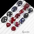 Certified 157.20 Cts/14 Pcs Natural Red Ruby Blue Sapphire Mix Checker Cut Gems