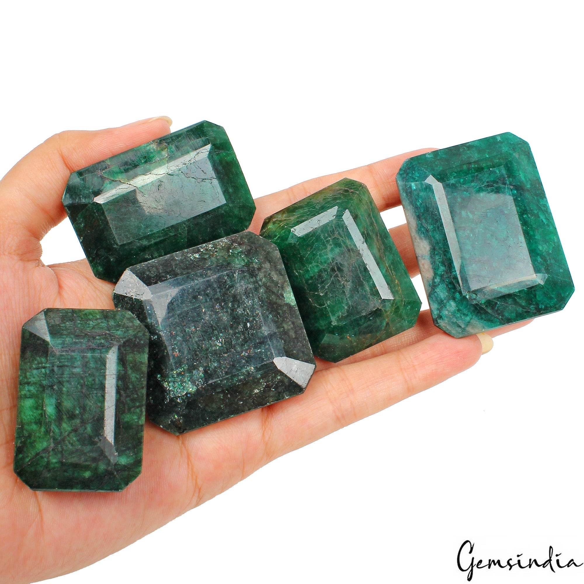 1290 Ct/5 Pcs Natural Green Emerald Octagon Loose Earth mined Brazil Gemstones