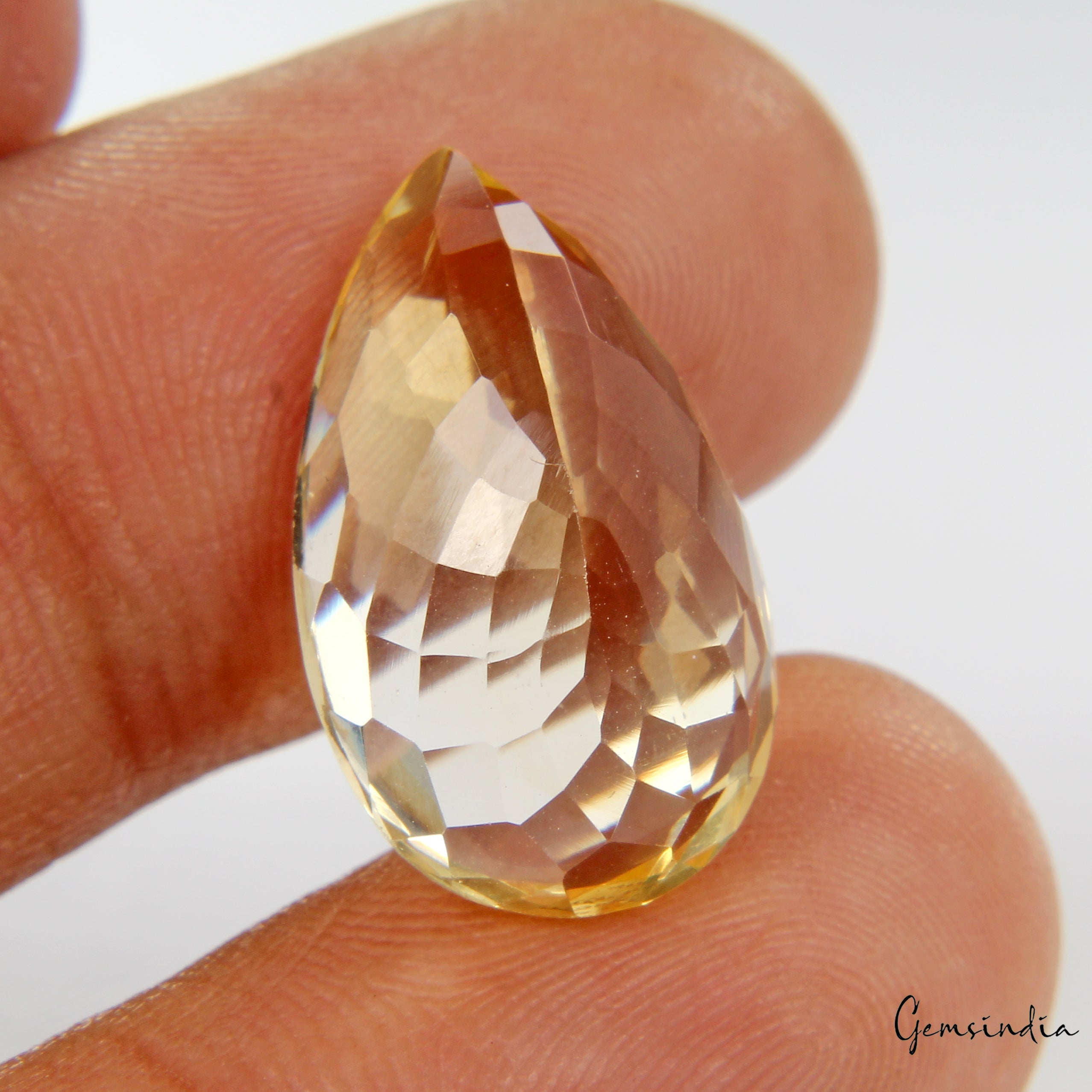 Certified 11.30 Ct Natural Untreated Brazilian Yellow Citrine Pear Cut Loose Gem