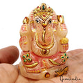 880 Cts Idol Statue Ganesha Natural Rose Quartz Stone God Hand Painted 2.7 in