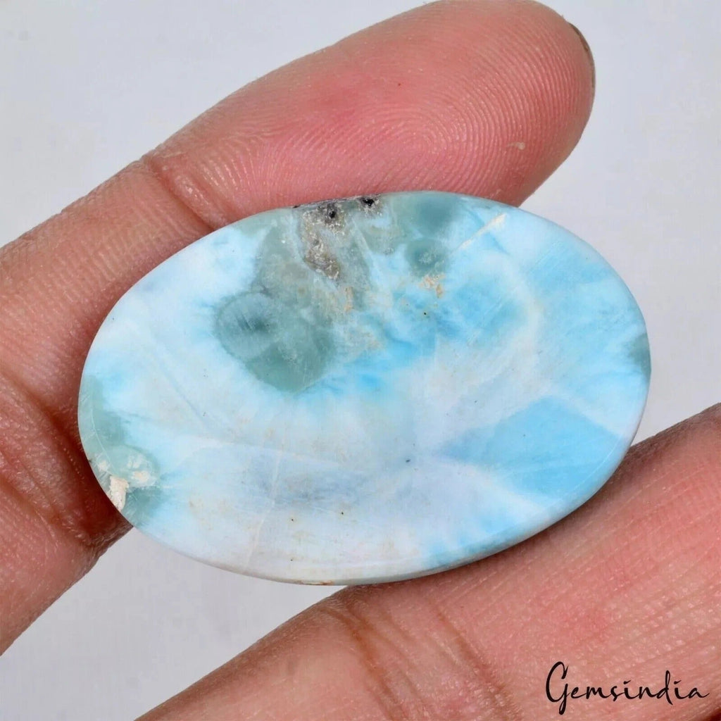 53.70 Cts Natural Untreated Blue Larimar (Pectolite) Oval Cab Gem For Pendant
