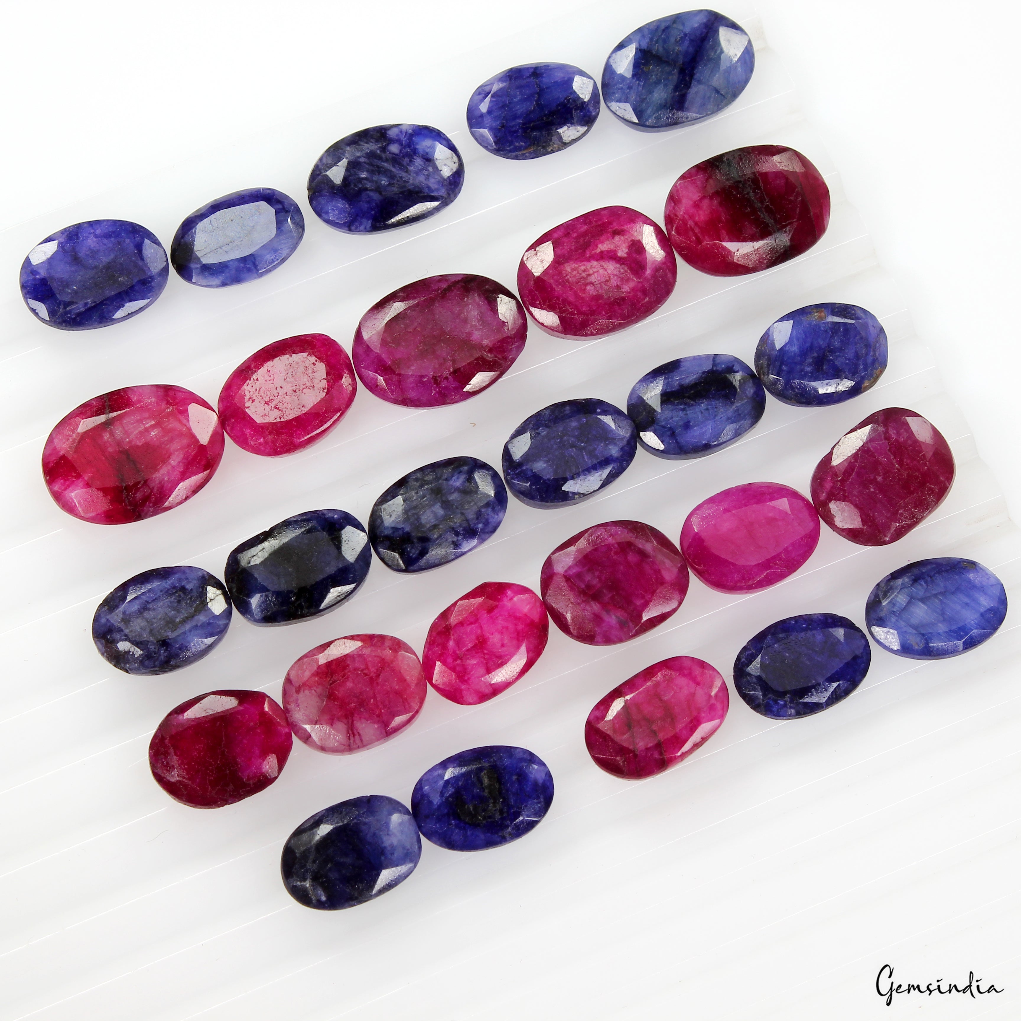 200 Ct/27 Pcs Natural Red Blue Beryl Oval Cut Loose Jewelry Making Gemstones Lot