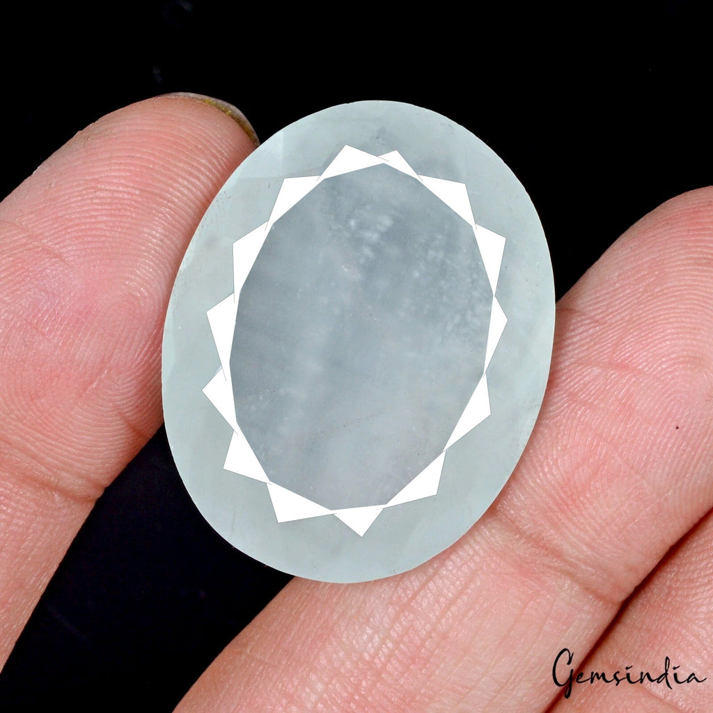 52.00 Cts Natural Aqua Blue Aquamarine Unheated Oval Cut Loose Gemstone, Brazil
